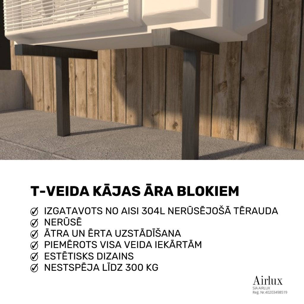 NT AIRLUX betonējamās kājas āra blokam			