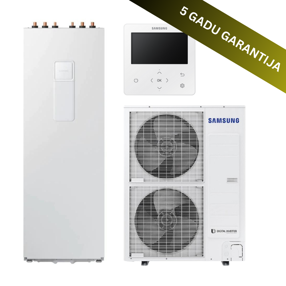 Samsung Mono gaiss-ūdens siltumsūkņu kompl. 12kW ar 200L KŪ tvertni + vadības pults