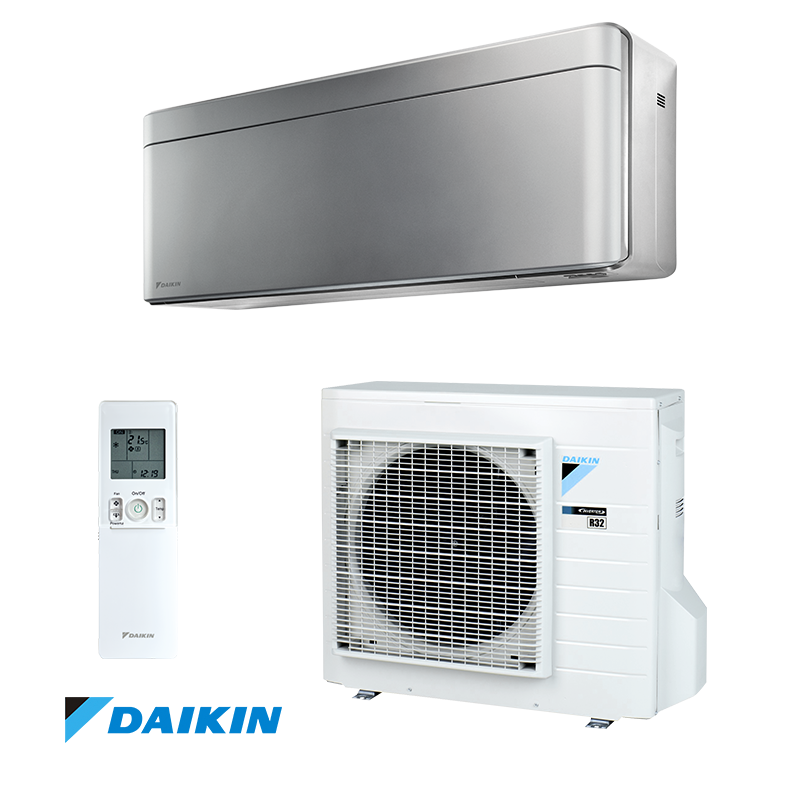 Daikin STYLISH 2.0 kW komplekts ar bezvadu pulti. Sudraba