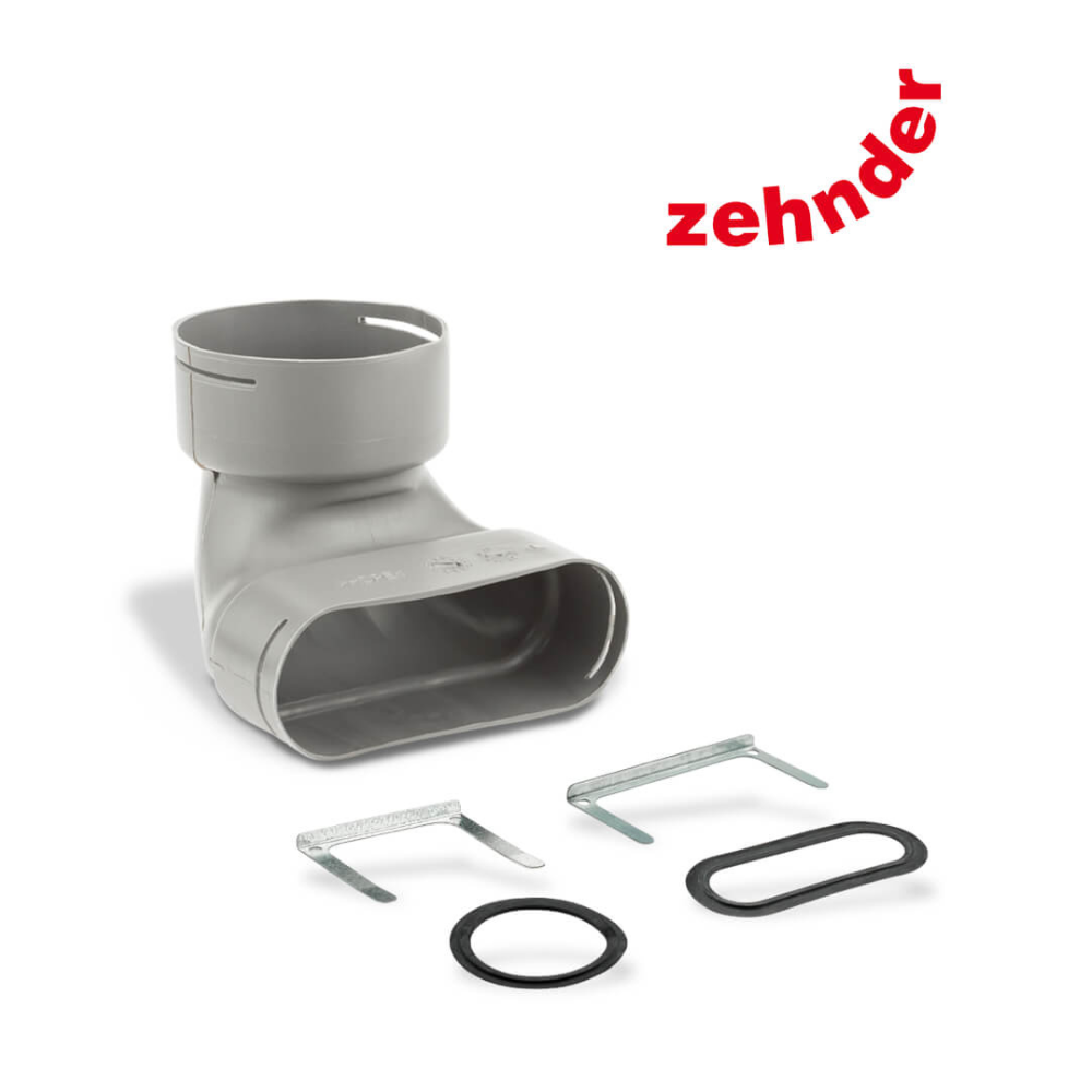 Zehnder līkums/pāreja 90mm uz plakano 51mm, 90°