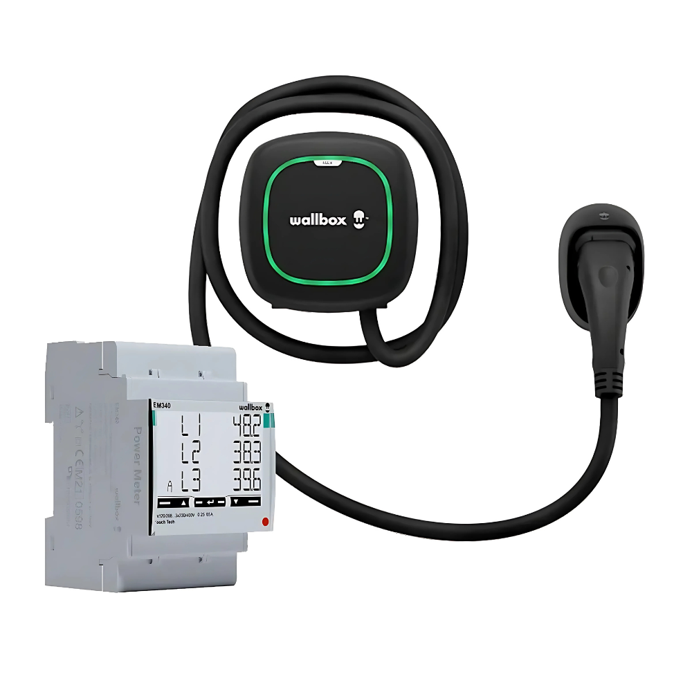 Auto uzlādes stacija Wallbox + Enerģijas skaitītājs - 22kW - 3F - type2 - 5m, melns