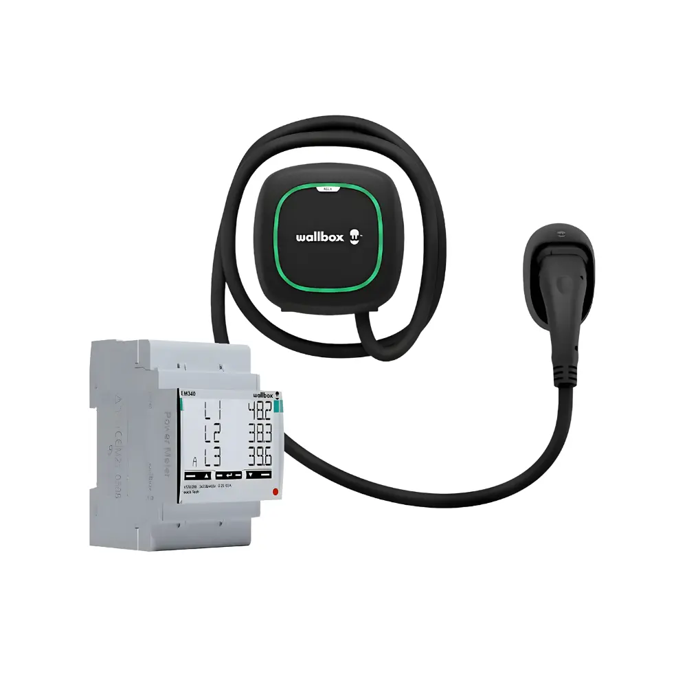 Auto uzlādes stacija Wallbox + Enerģijas skaitītājs - 22kW - 3F - type2 - 5m, melns
