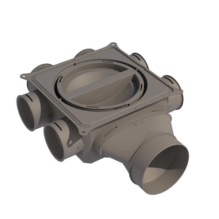 Ubbink DBOX 206 INLINE DN125 (6x) gaisa sadales kolektors, adapteris DN125