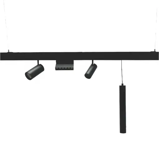 [6006100018] LED magnētiskā sistēma TAMPA, Virsapmetuma sliede, iekarināma, melna 53x26x2000mm