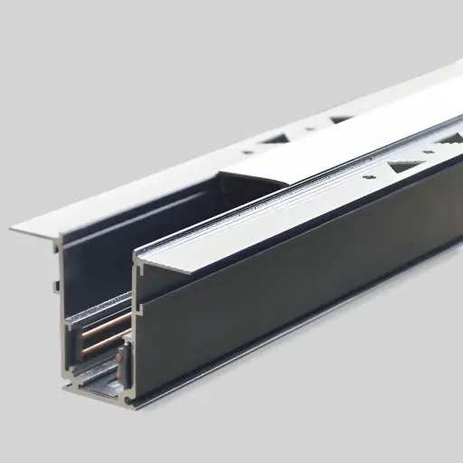 [6006100020] LED MAGNĒTISKĀ SISTĒMA TAMPA, Zemapmetuma sliede (Iestrādāts apmetumā), melns 56x44x2000mm