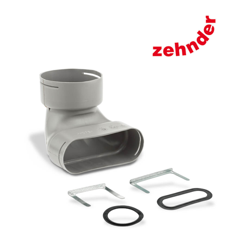 [990 322 046] Zehnder līkums/pāreja 90mm uz plakano 51mm, 90°